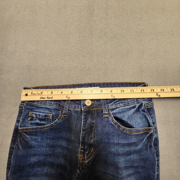 Kancan Jeans Juniors Size 5 Blue Mid Rise Skinny Leg Distressed Stretch Denim - Picture 8 of 10